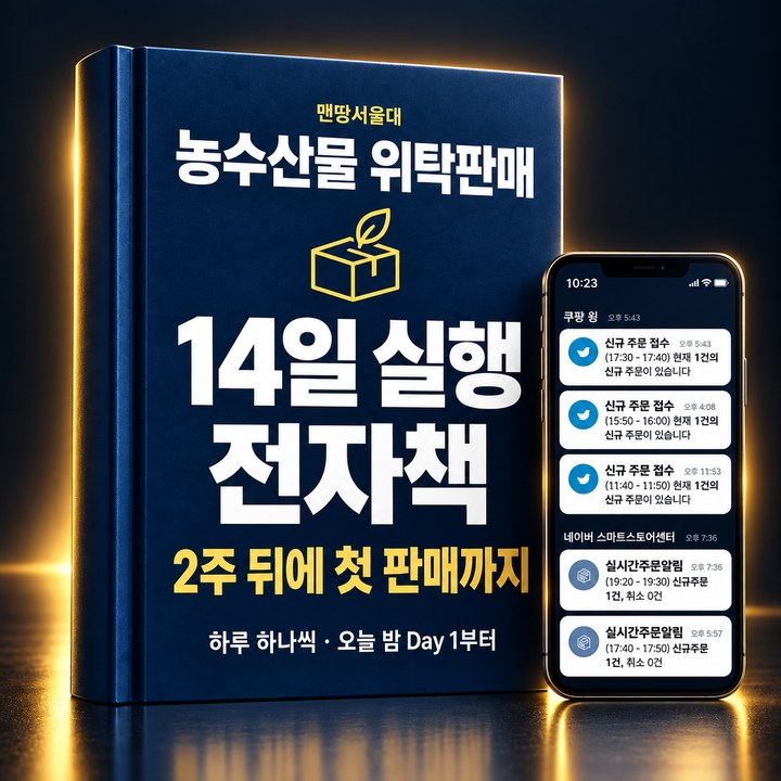 농수산물 위탁판매 14일 실행 전자책 표지 — 2주 뒤에 첫 판매까지